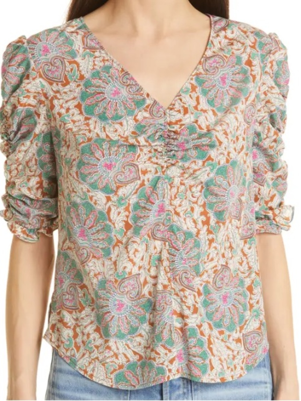 NWT Veronica Beard Women’s Floral V-Neck Silk Blend Henrieta Top size 0